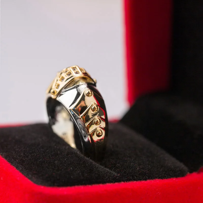 Caoshi Unique Gold Fish Mouth Design Silver Bague Homme Men