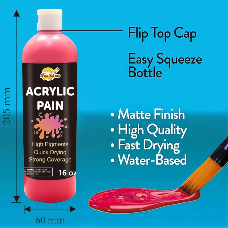 10PCS 16OZ Acrylic Painting  Bottles Premium for Artists Beginners Adults on Canvas Rocks Wood Ceramic Fabric Acrylic Paint Set