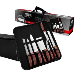 Kitchen King 9 Pieces Chef Knife Set With Bag Ultimate Chef Knife Roll Set In One Premium Stainless Steel