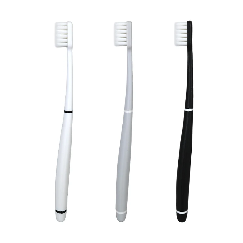 Factory Hot Sales Disposable Toothbrush Soft Nylon Bristles Plastic Handle Black White Adults Toothbrush Box Packing Manual