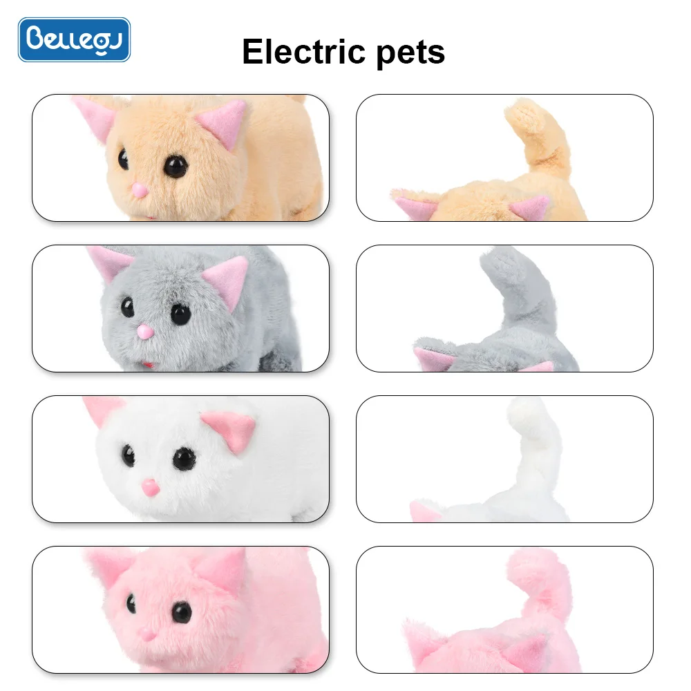 Simulated Cat Yellow Robot Stuffed Plush Animal Electronic Interactive Kitten Pet Walking Singing Cat Plush Toys Electric Cat