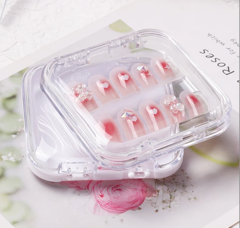 Wholesale 2 Sizes Thicken Texture Finished Fake Nails Display Stand Good Sealing Nail Art Storage Box Gift Jewelry Packaging