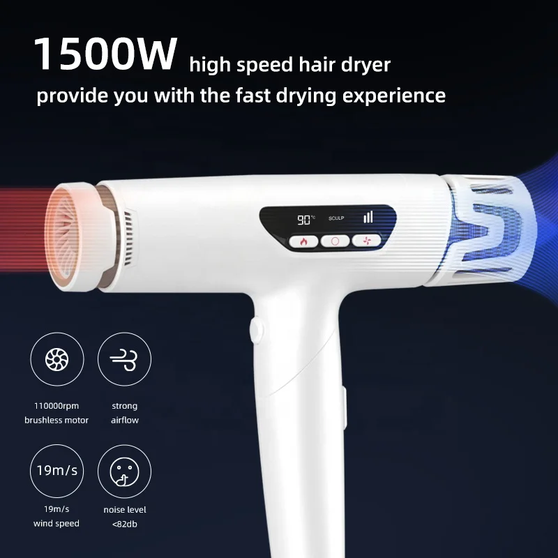 New Design Negative Ion Technology Quick Drying Motor High Speed Blow Dryer with Led Display