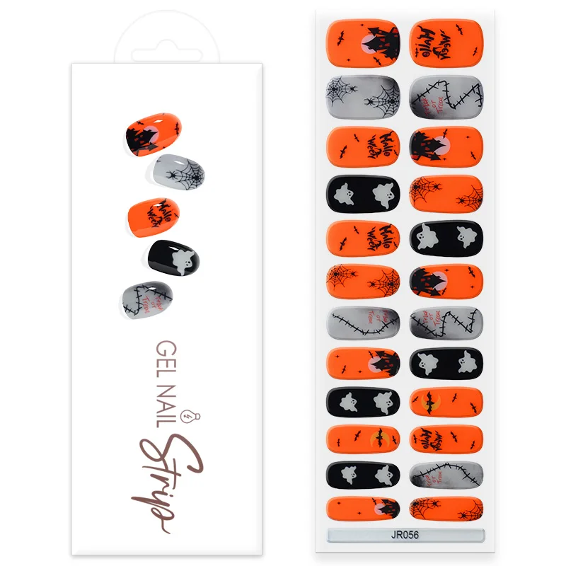 Semi Cured Halloween Gel Nail Sticker Christmas Design Gel Nail Stickers Non Toxic Gel Nail Set