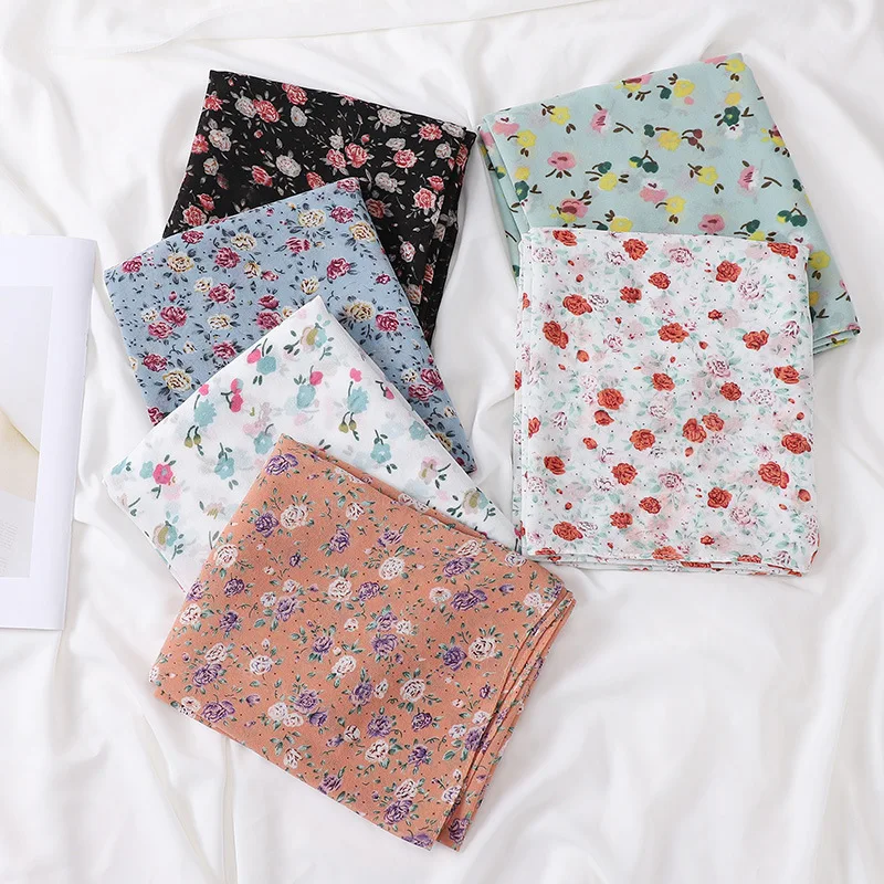 Fashion Bubble Chiffon Instant Hijab Women Autumn printed chiffon hijab Pashmina Stole Muslim Snood 180*70cm