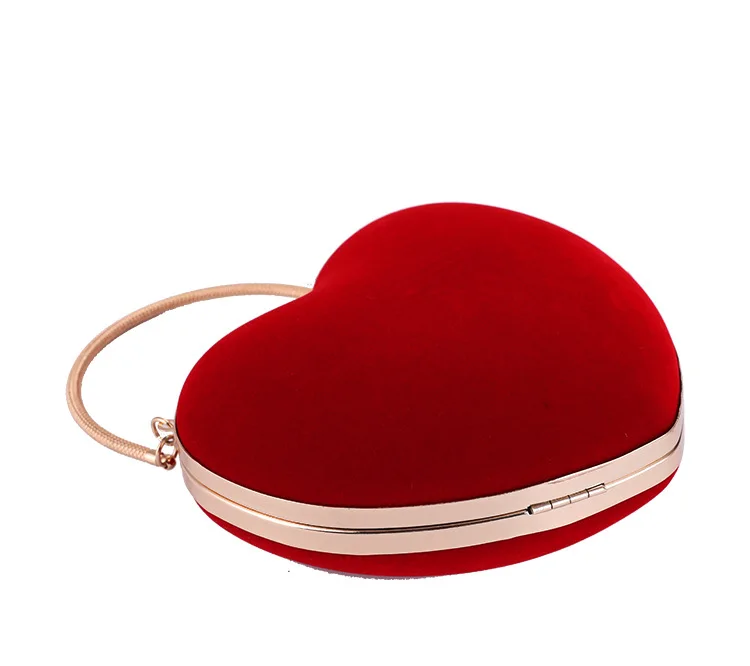 Luxury Valentine Bridal Evening Velvet Heart Shape Women Party Purse  Banquet Clutch Bag Ladies Handbag Girls Wedding Clutch Bag