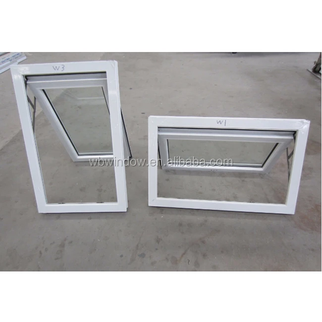 Small size tempered glass exterior bathroom PVC top hung awning window