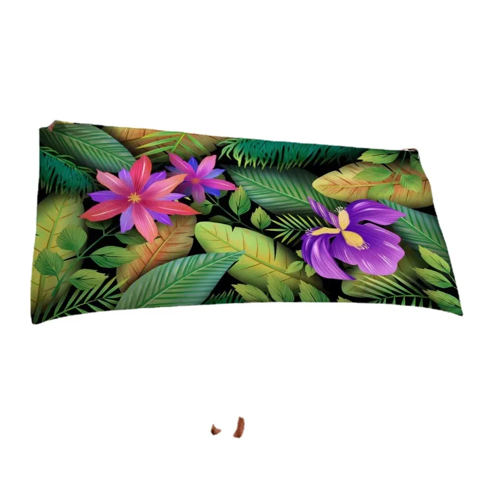 Factory OEM Custom Personalized Logo Reactive Printed Fabric Rectangle Large Oversized Terry Cotton Beach Towel
