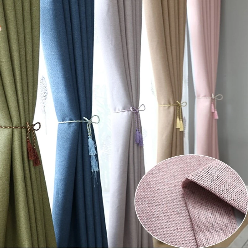 Готовые полиэфирная льняная крашенная в пряже светоизолирующая штора