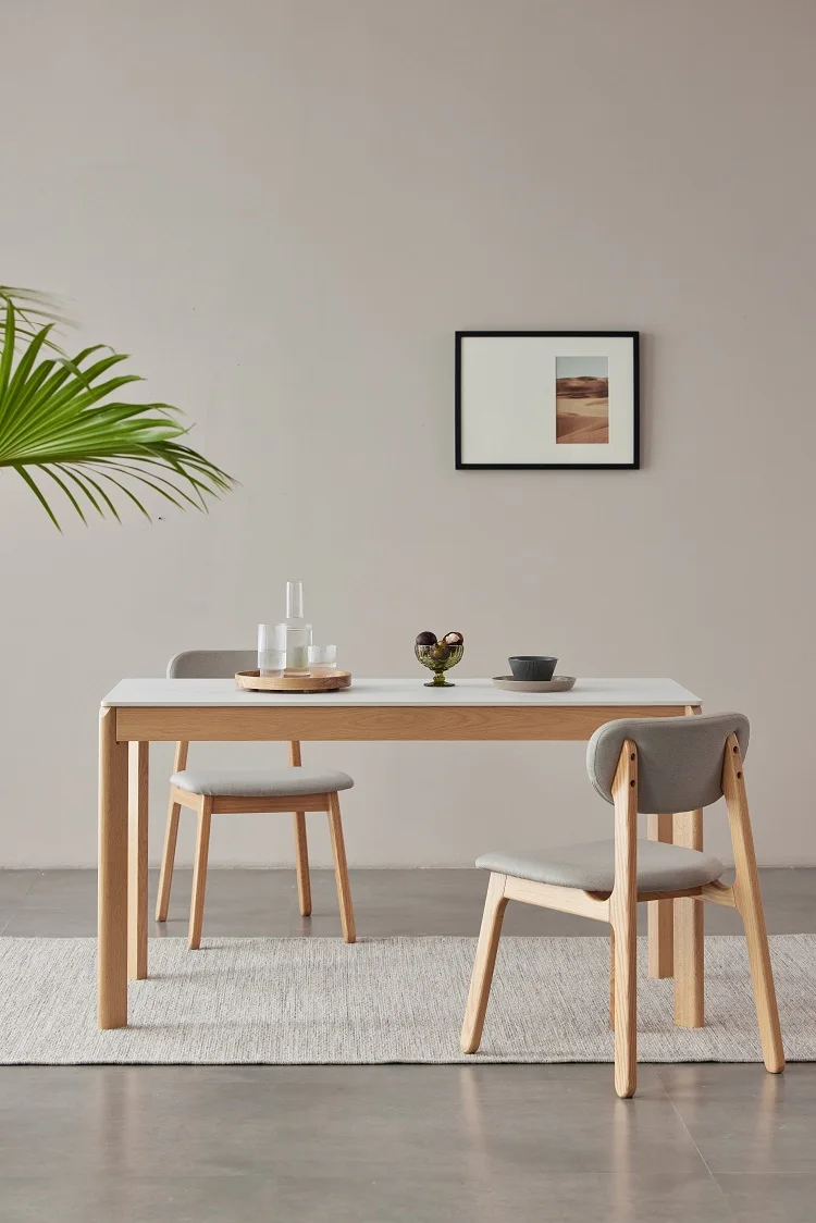 K3111 Nordic style solid OAK wood legs dining room furniture with sintered stone top dining table set