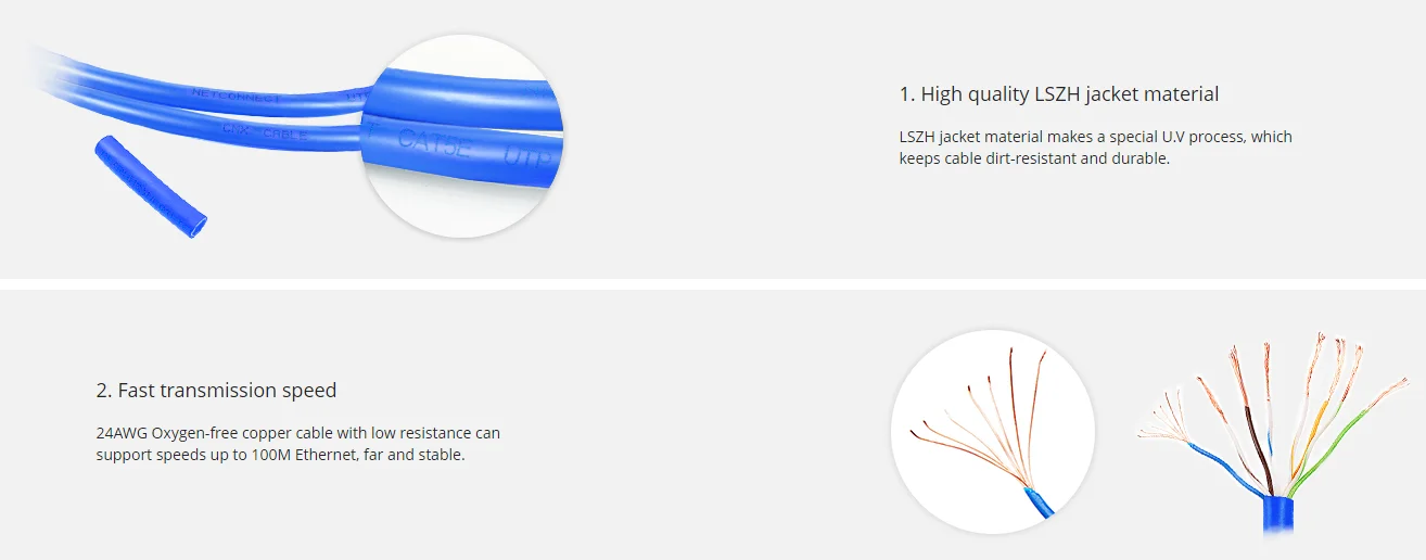 Kico 23AWG Bare Copper UTP Cat6a Network Cable Accept OEM