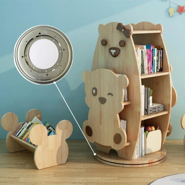 Деревянная вращающаяся книжная полка, напольный книжный шкаф 360 градусов для детского сада, полка для книг с рисунками, полка для хранения игрушек, Дубовая полка