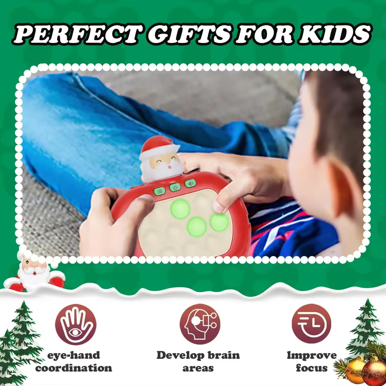 Quick Push Toy Quickly and Press Fidget Machine Santa Claus Finger Pressure Bubble Sensory Christmas Gift for Children