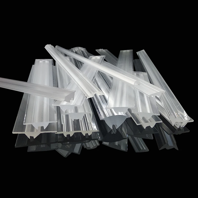 High Quality Transparent LED Extrusion Aluminum Profile Plastic PMMA 90 degree Linear Lens LED Lighting Len With Emboss Effect