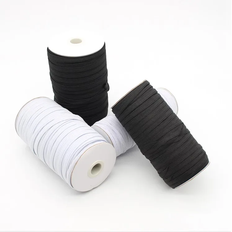 Custom Black White Polyester Rubber Elastic Webbing Band High Elastic Band