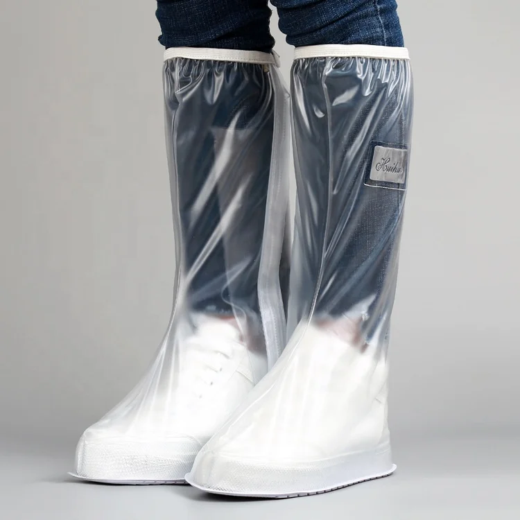 High Quality Fashion Transparent High Knee Shoe Covers for Men and Women Non-slip Rain Boots Shoe Cover