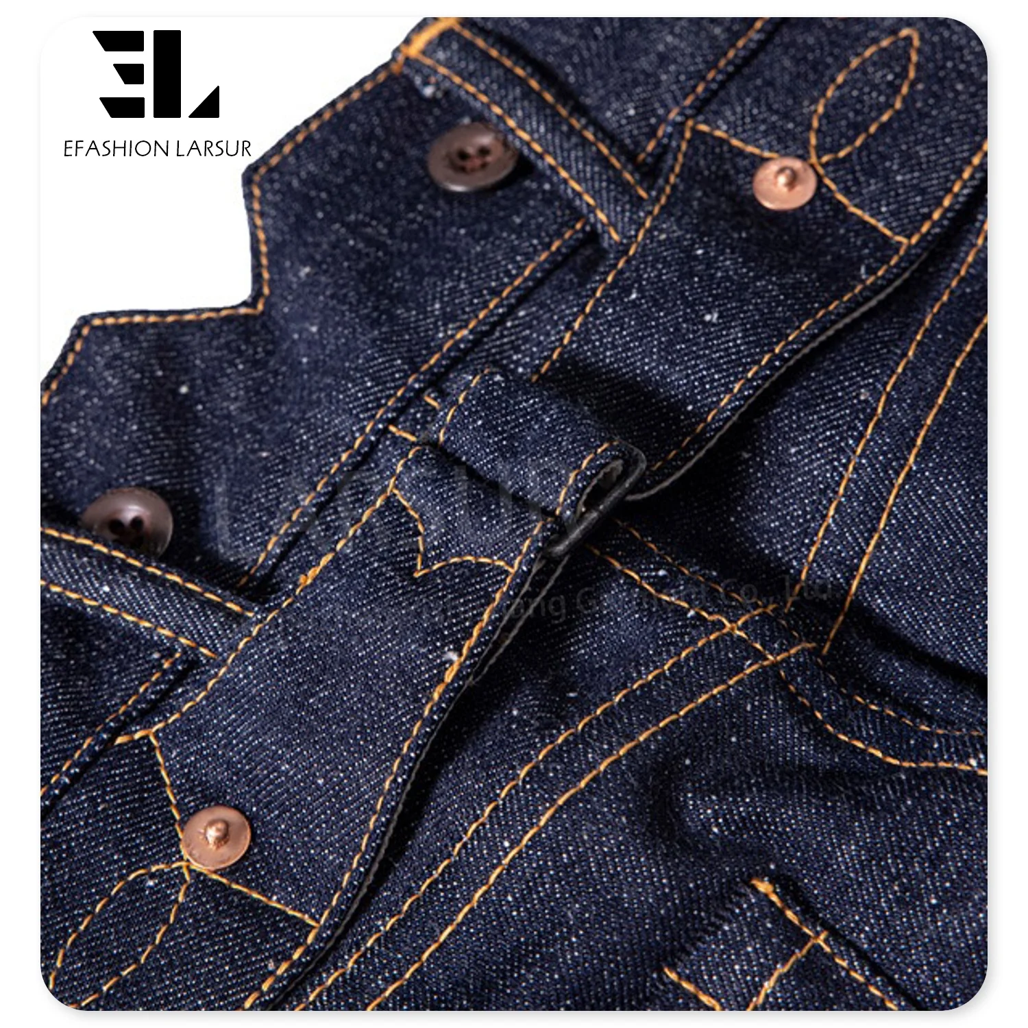 LARSUR Custom denim manufacturer bukleback work raw selvedge denim jeans men paris buckle straight slim red selvedge denim pant