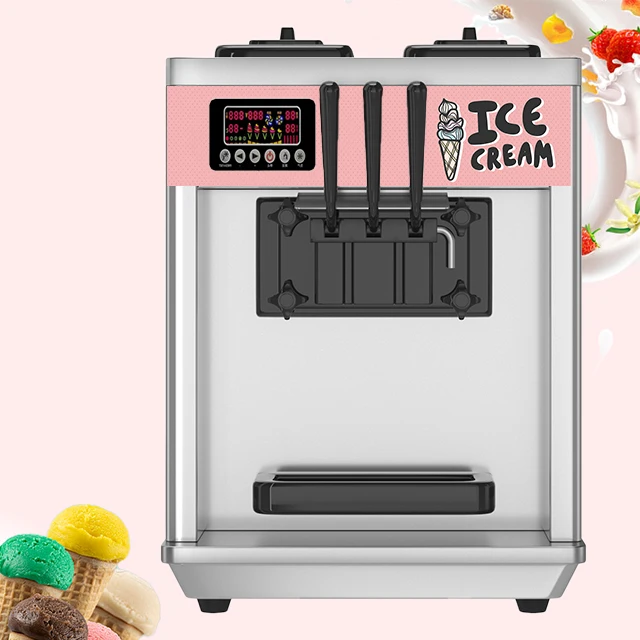 Gongly Rolled Mini Commercial Softy Ice Cream Machine  AUTO Tabletop Portable Moveable 28L/H Ice Cream  Makers