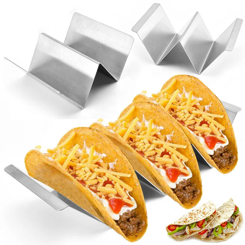 Stainless Steel Taco Holds Trays  for 2/3 Tacos ,Corn Tortilla Taco Plates Stand Up Holder Oven and Grill Safe