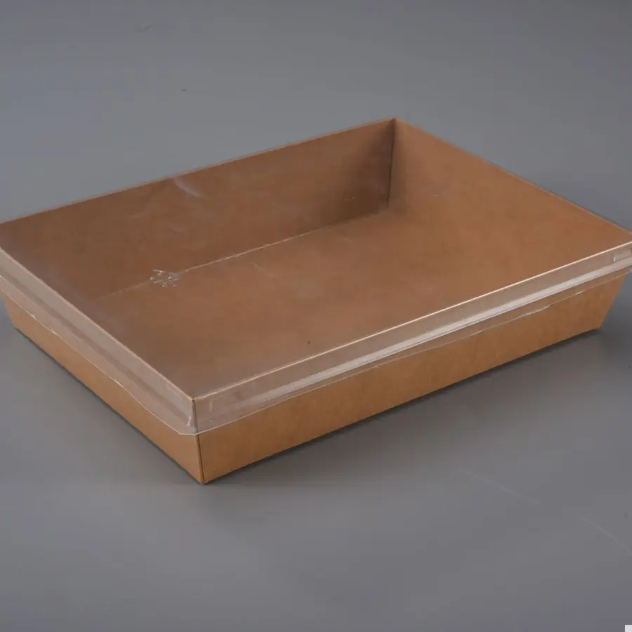 Premium disposable take out paper Cake box tray container with PET lid