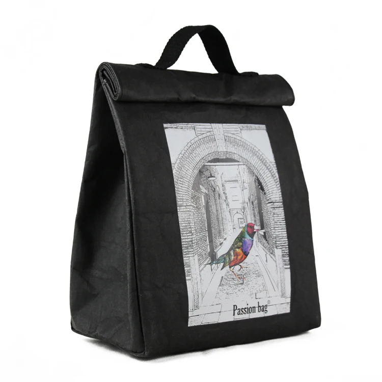 insulated bag cooler washable kraft paper bag cans carrying food storage custom logo  printed picnic lunch bag