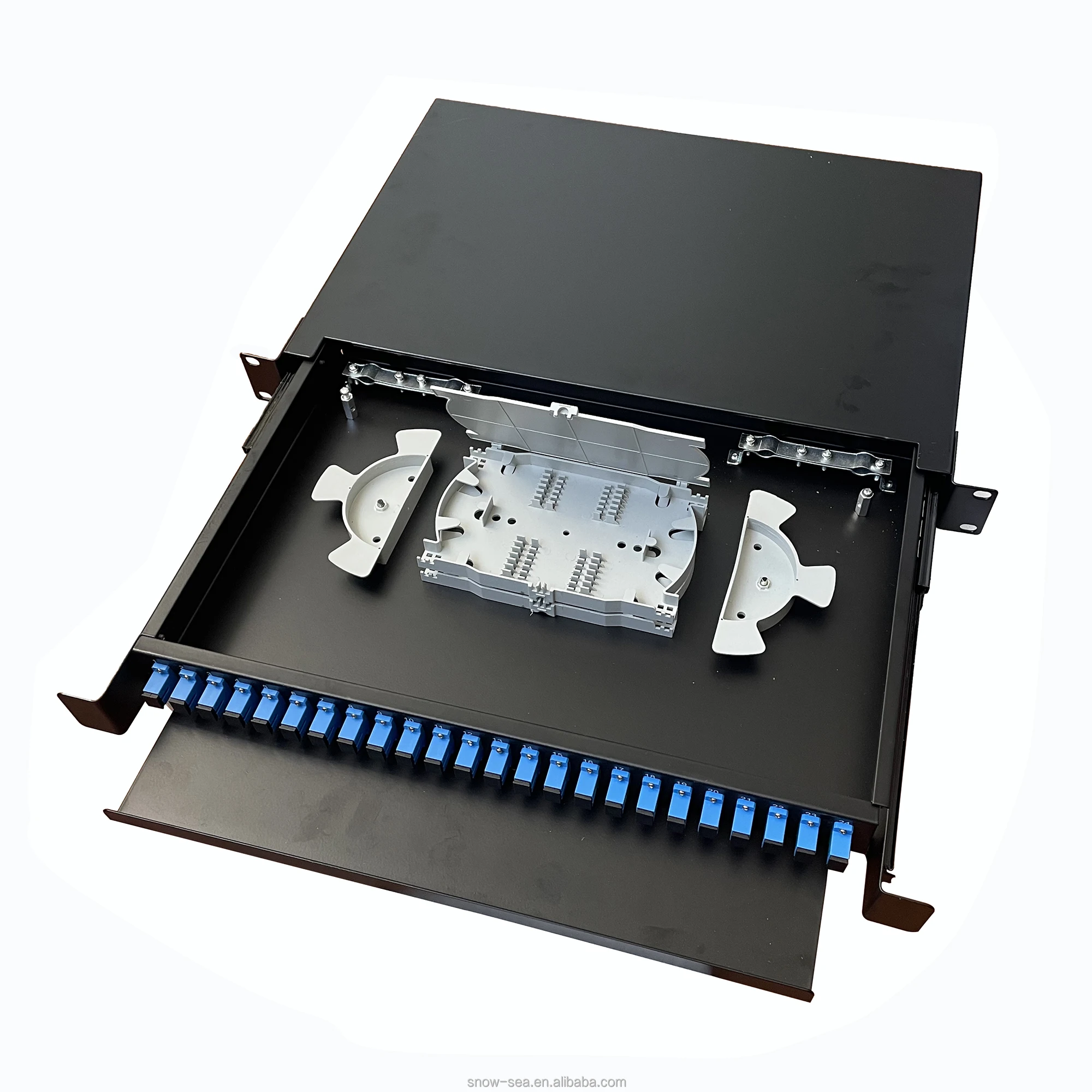 19' 1U Drawer Type Rack Mounted 24 Core SC Fiber Optic Patch Panel With Adaptor And Pigtail