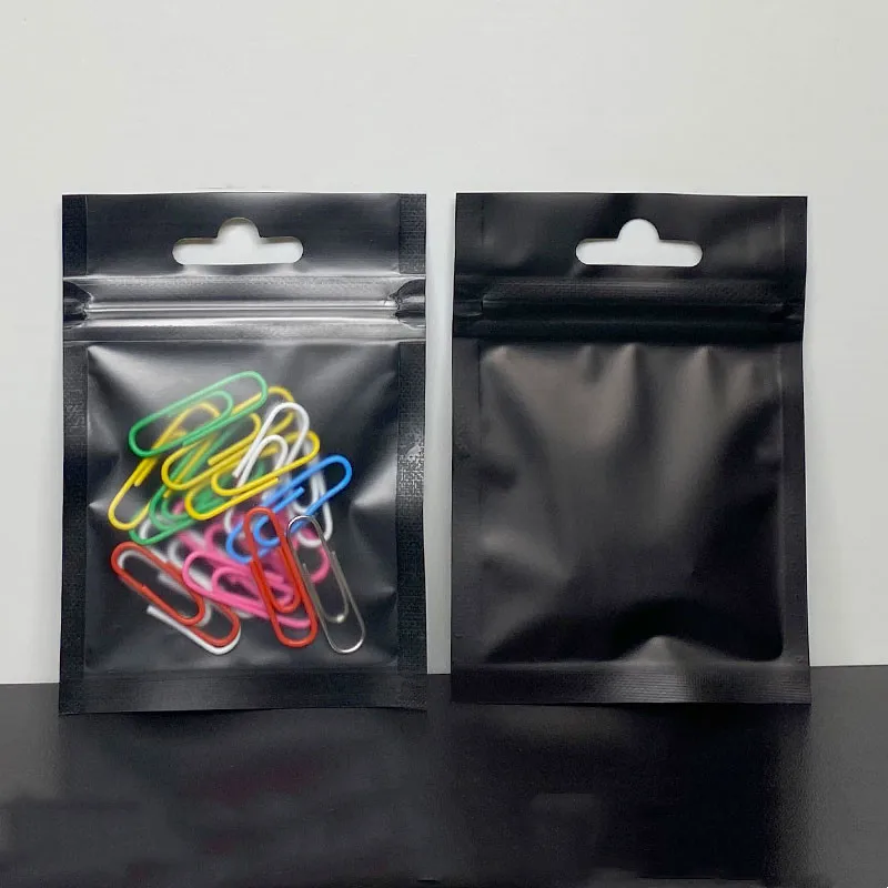 Resealable Bolsa Plastico Packaging Clear Matte Black Flat Pouch Zipper Plastic Zip Lock Custom Printed Mylar Bags with Window