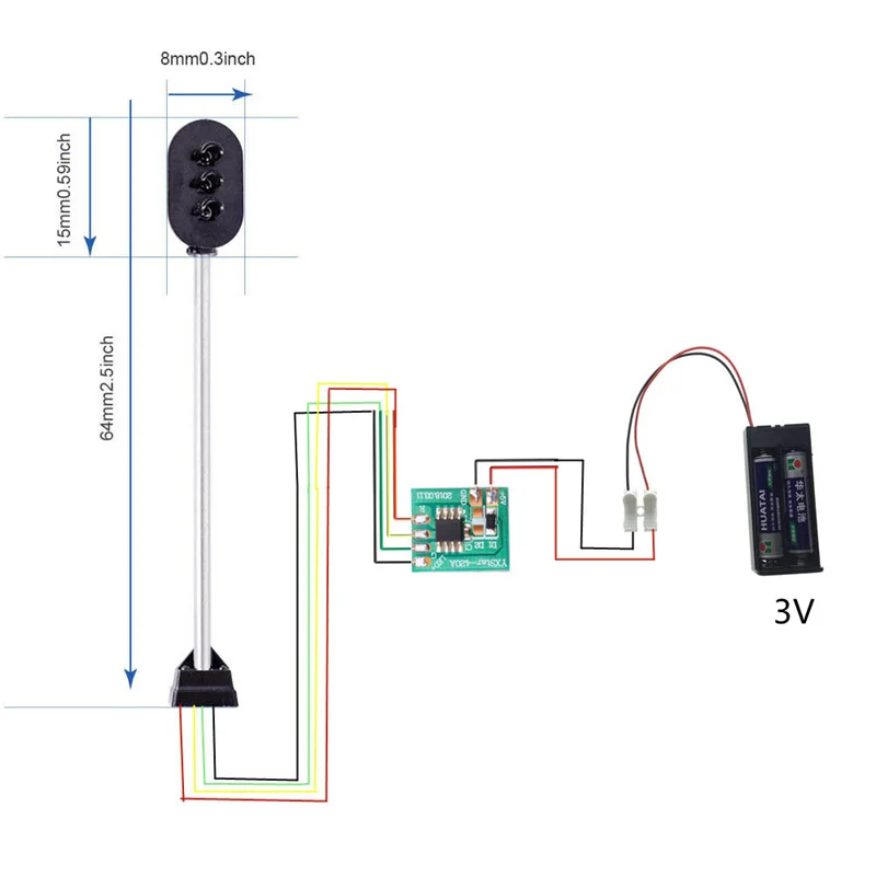 HO N Scale 1:87 Train Model Miniature Signal Traffic Lamp For Railway Landscape Layout