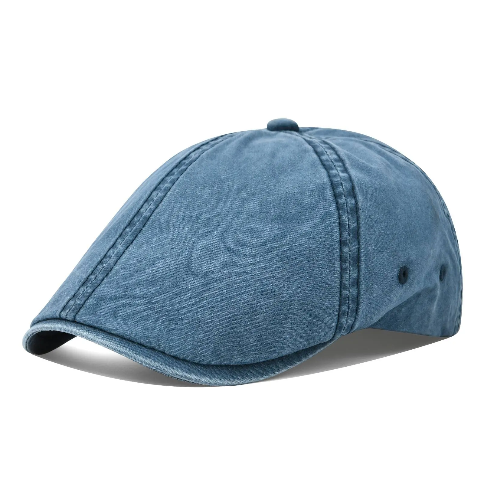 New Fashion Item Summer Customized 100%Cotton Soft Comfortable Washed Solid Sun Protection Breathable Flat Caps & Hats for Men