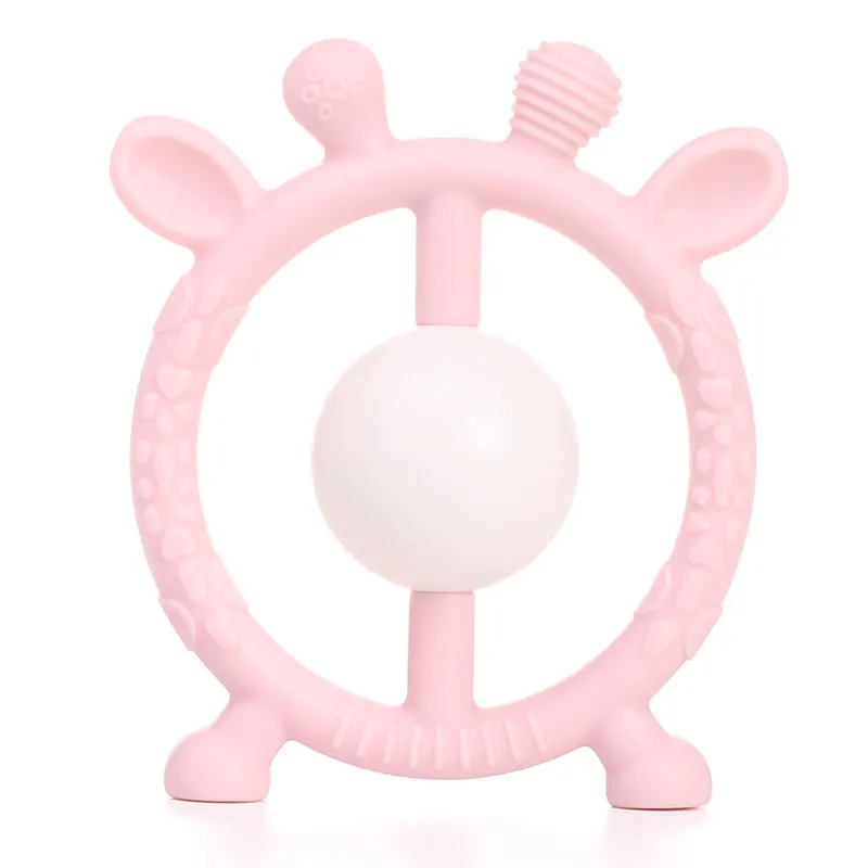 
2018 Wholesale Best Christmas Gift Free Sample BPA Free Baby Navo Silver Silicone Ball Rattle Teether 