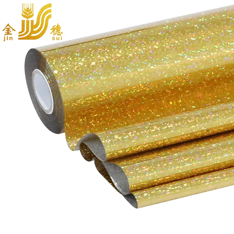 JINSUI Aluminum laser reactive hot stamping foil hologram paper film for paper shopping bag