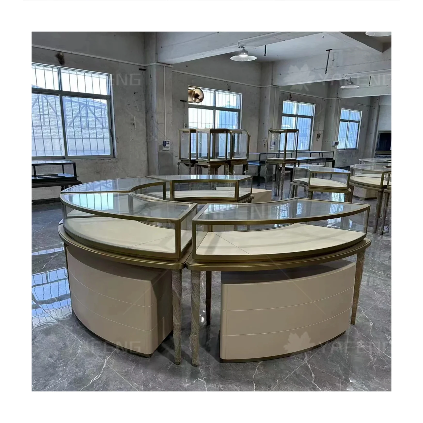 High Quality Customizable Jewelry Cabinet Glass showcase Display Jewellery Shop Counter Design for Mall