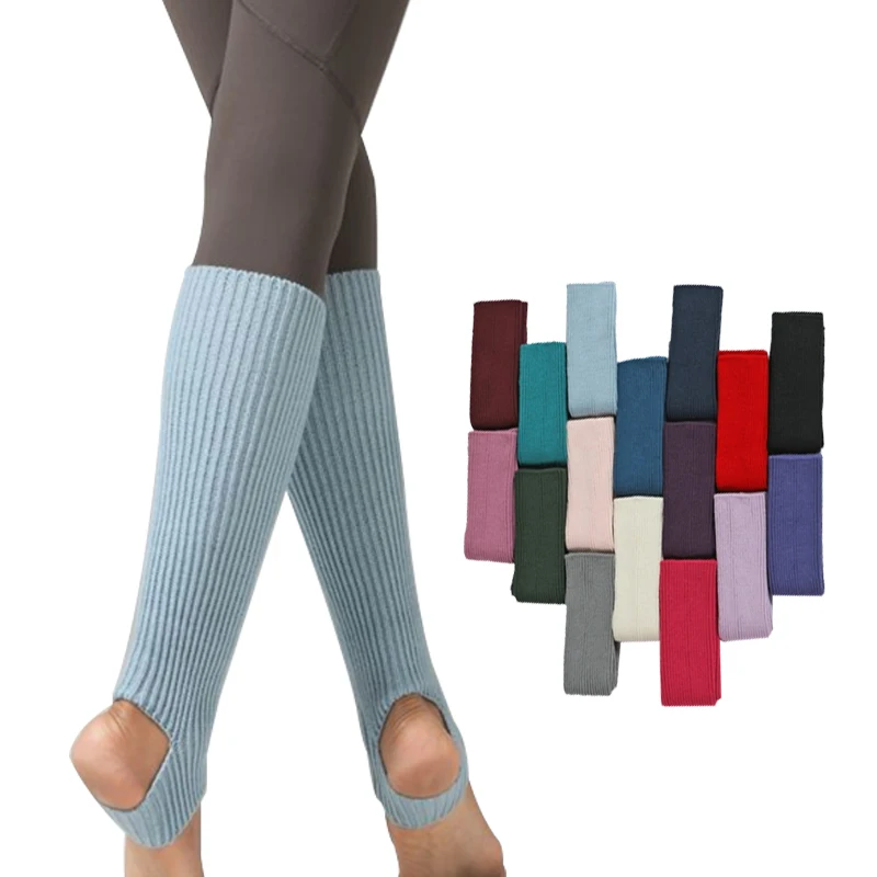 Private label plus size women cute girls long foot over knee ballet dance leg warmers socks