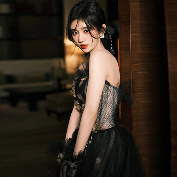 2023 New Evening Dress Dresses with Bras, Summer Celebrity Birthday Host, Feminine Style Annual Meeting Evening Dress