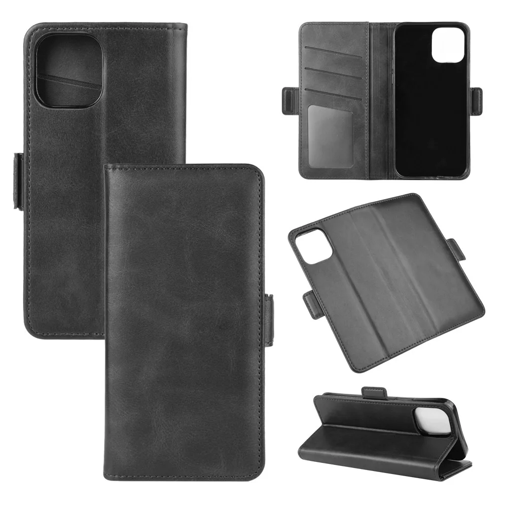 Double Buckle Side Suction Magnetic Leather Phone Case For Iphone 12 Pro Max