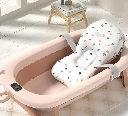 Western Customize Logo Plastic Adult Folding Bath Tub Plastic Newborn Temperature Shower Kids Folding Stand Bath Tub Set