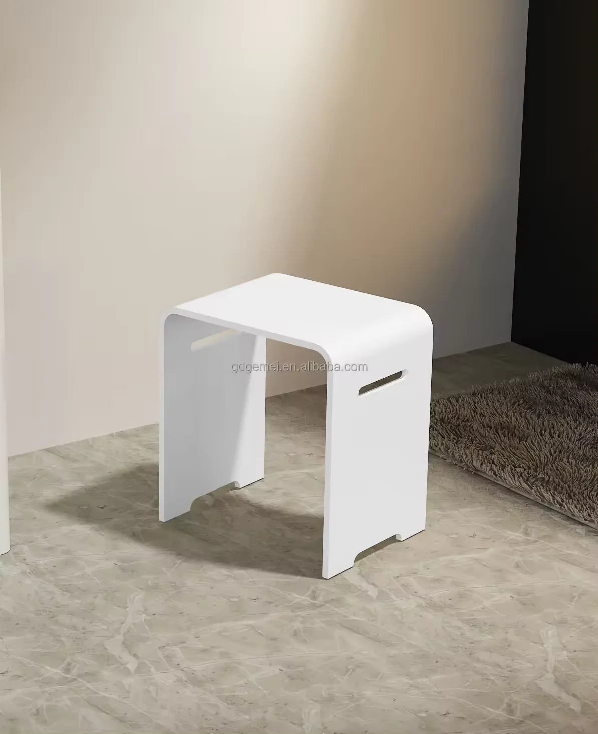 Modern Leather Bathroom Stool MC Factory Wholesale Modified Acrylic Resin Home Stool Ottoman Shower Room Wall Niche Accessories