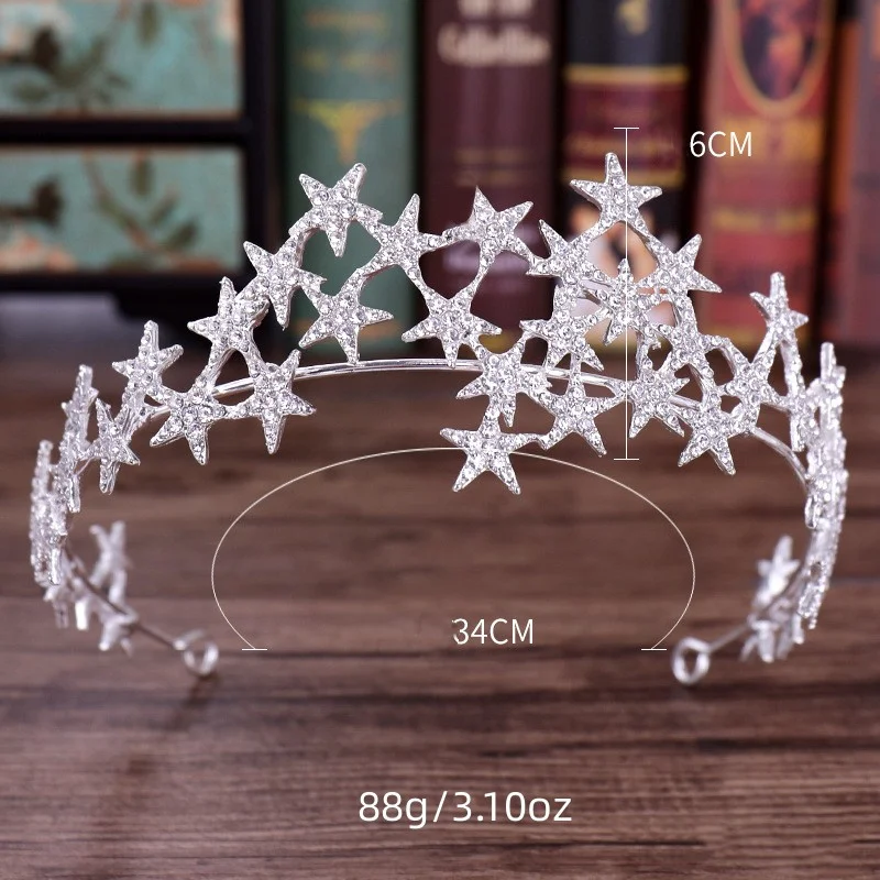 Rhinestone Star Headbands Crystal Crown For Wedding Bridal Tiaras Fashion Bride Hair Jewelry
