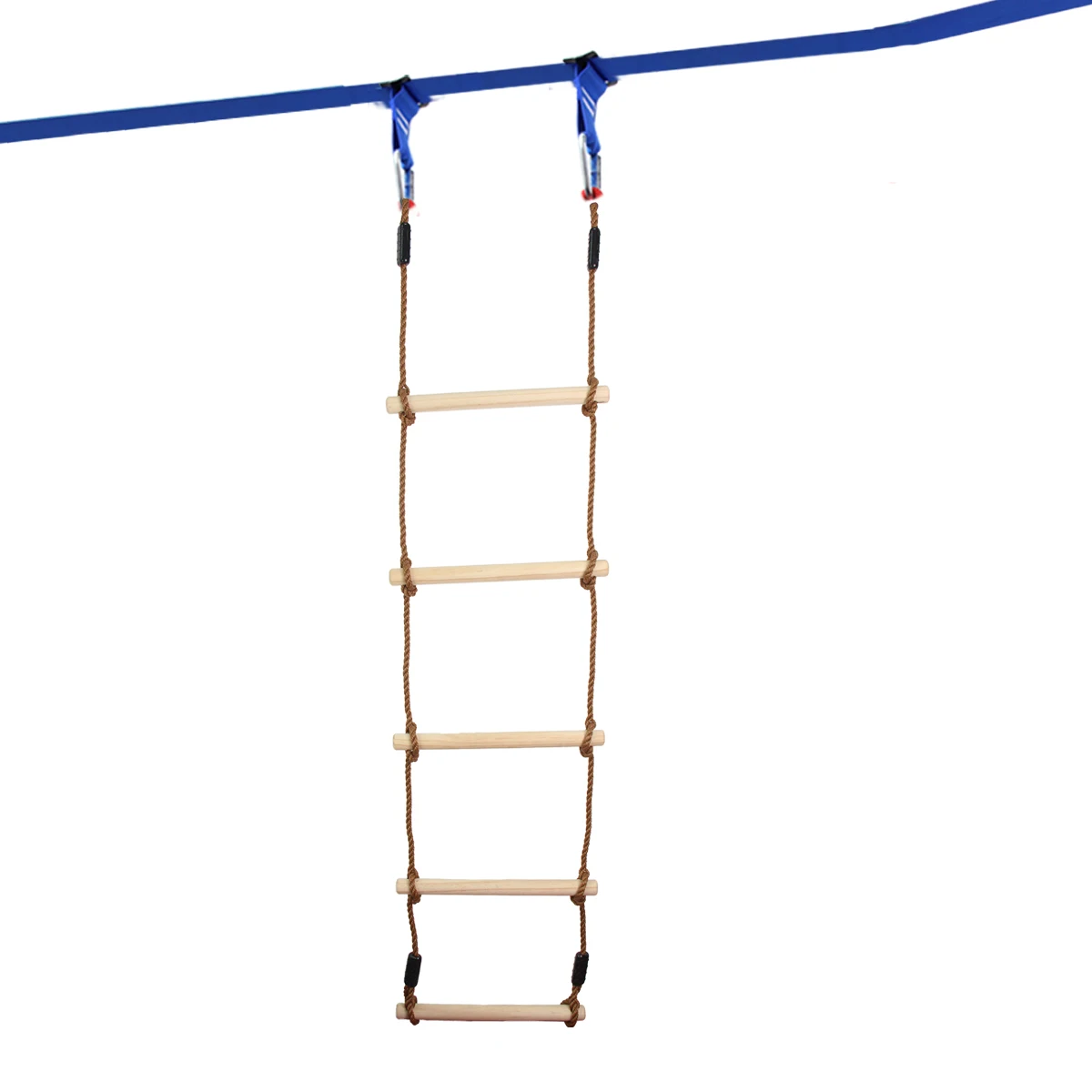 Plastic Climbing Rope Ladder Tree Swing Set Rainbow Wooden with Hanging Ninja Obstacle Course for Outdoor 1 Set Colorful