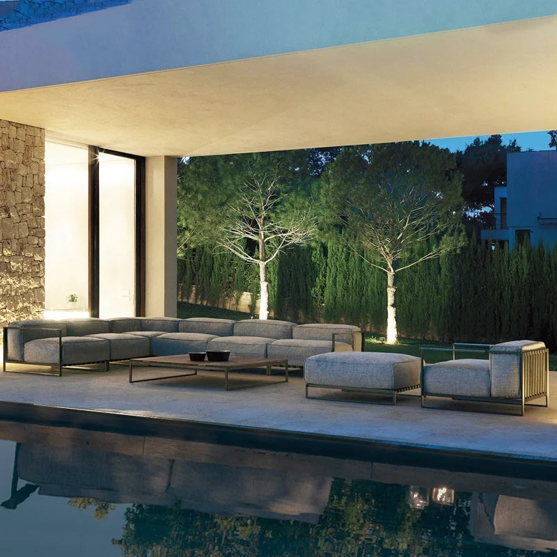 Elegant France garden patio waterproof cushion lounge aluminum outdoor sofa set modern outdoor garden patio sofa