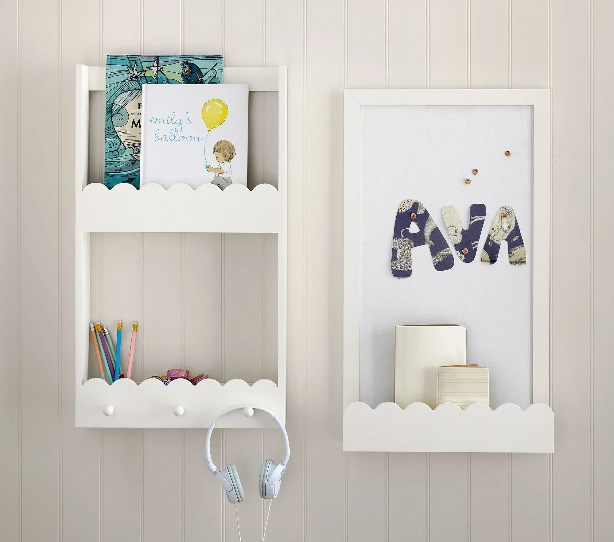 202408 custom Scalloped Wood Shelves Baby Montessori Wood Floating Shelves kid arts and craft organizer Scalloped Wall Organizer