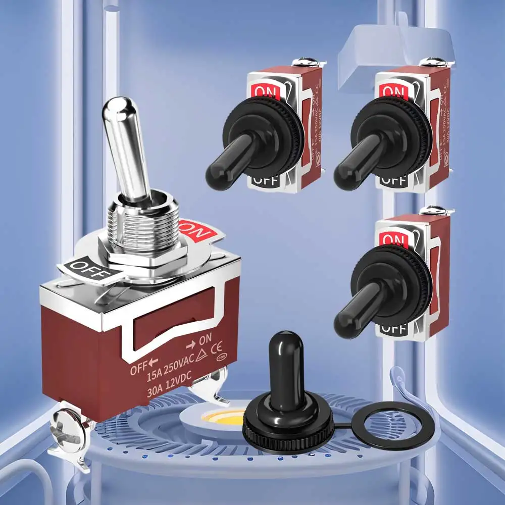 OSWELL Miniature Toggle Switch SPST 2 Pin Screw Terminal Self-Locking Type C511B Double Pole 15A 250V 12mm Mounting Hole Size