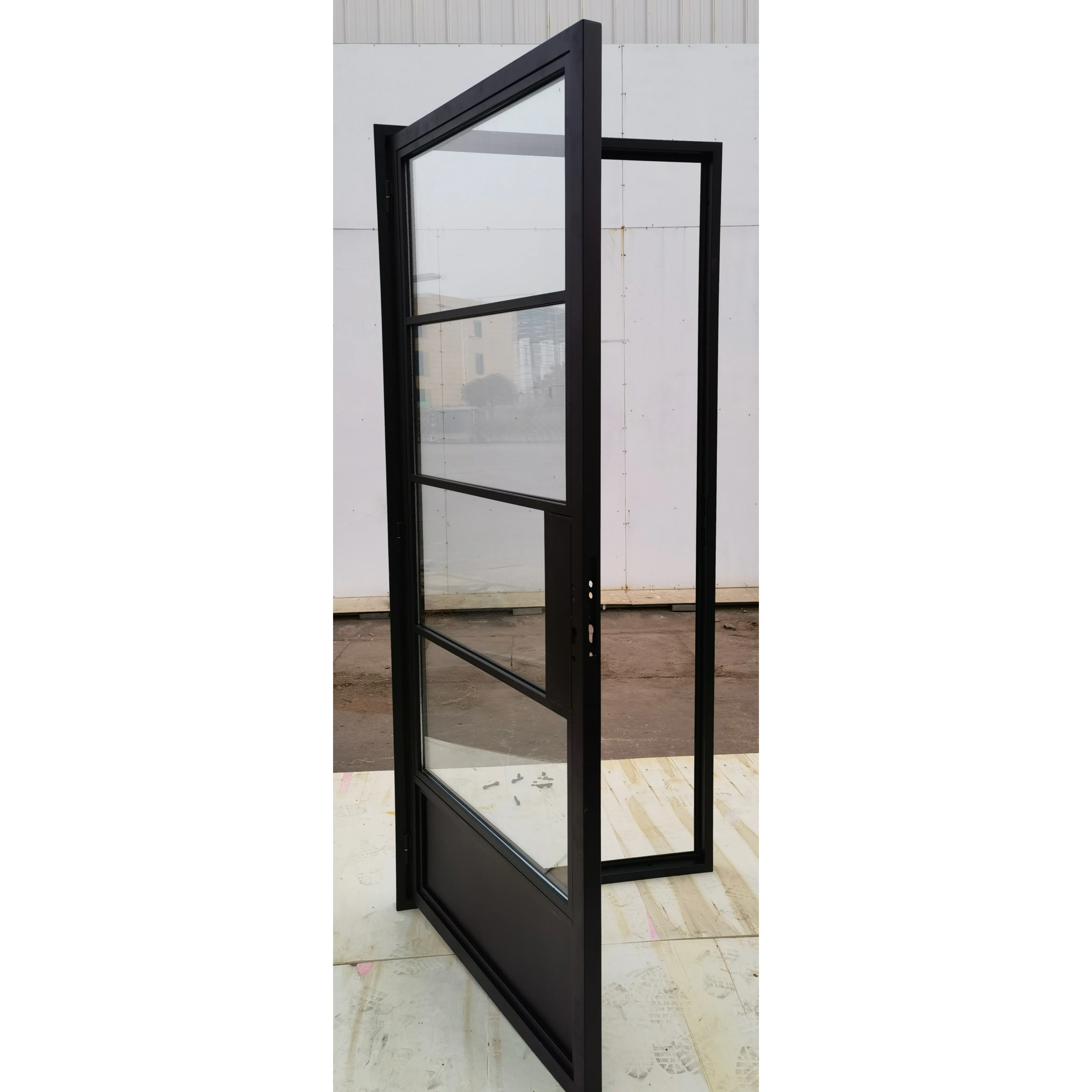 Hot Selling Premium Quality exterior metal french doors Black Metal Framed Steel Glass Door