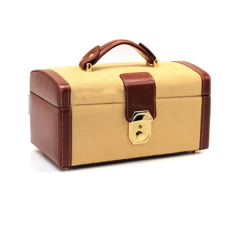 Зеркальная кожаная большая шкатулка для ювелирных изделий, органайзер с ручкой