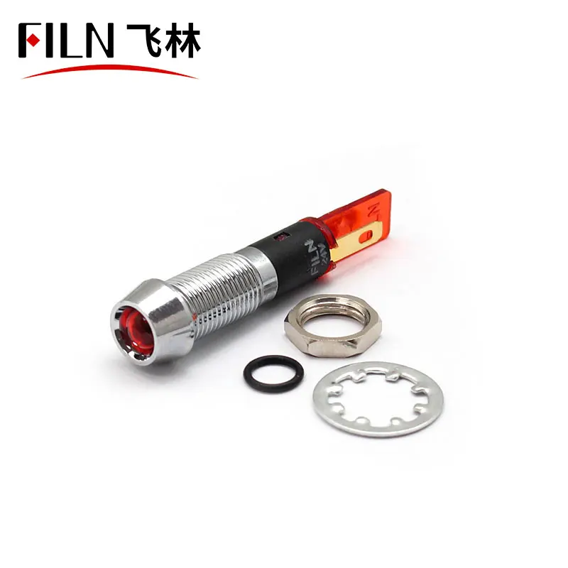 FILN mini indicator light IP67 8mm stainless steel led pilot lamp with red green blue yellow white light