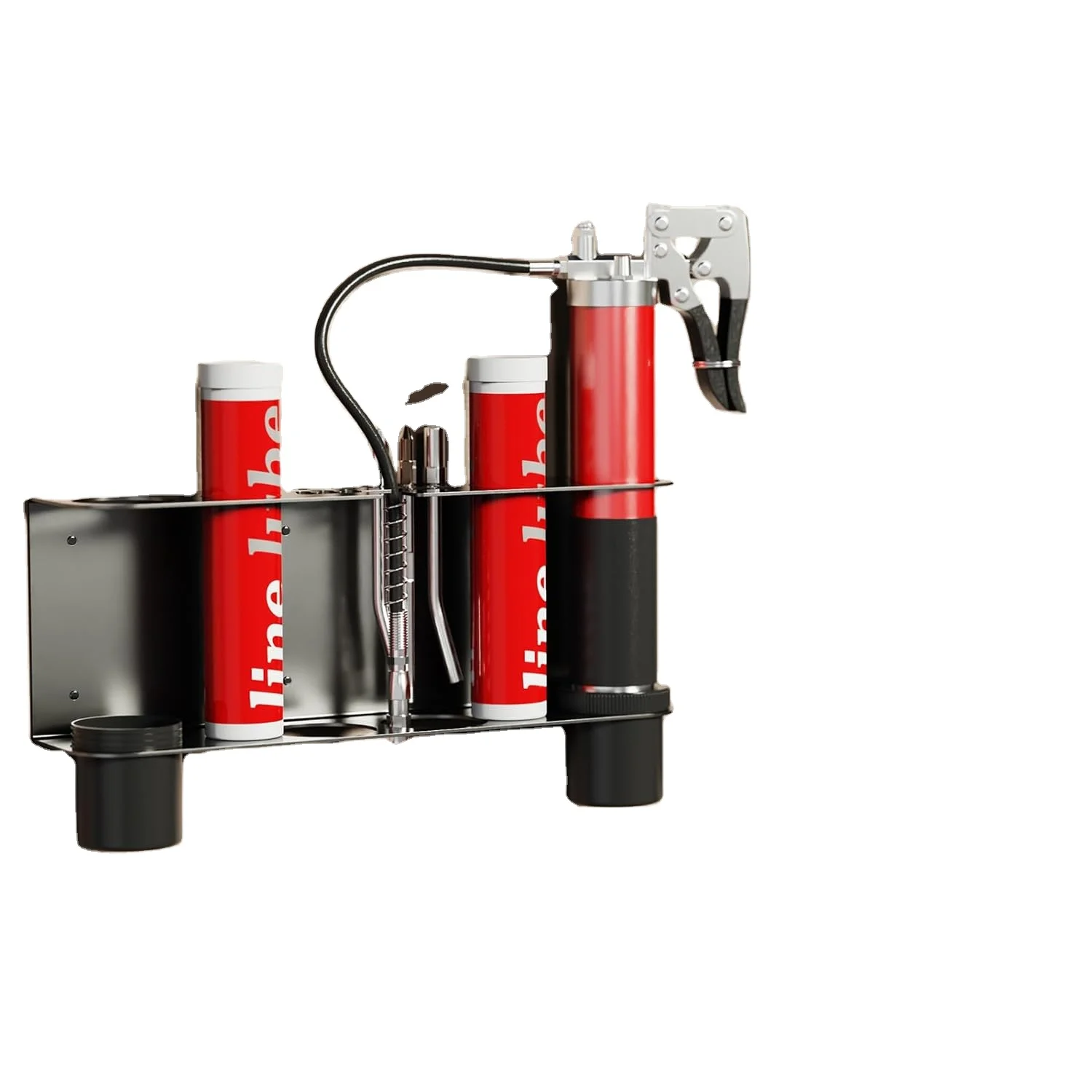 JH-Mech Holding 1 Grease Gun Wall Mount Steel Grease Gun Rack with 2 Detachable Oil Cups