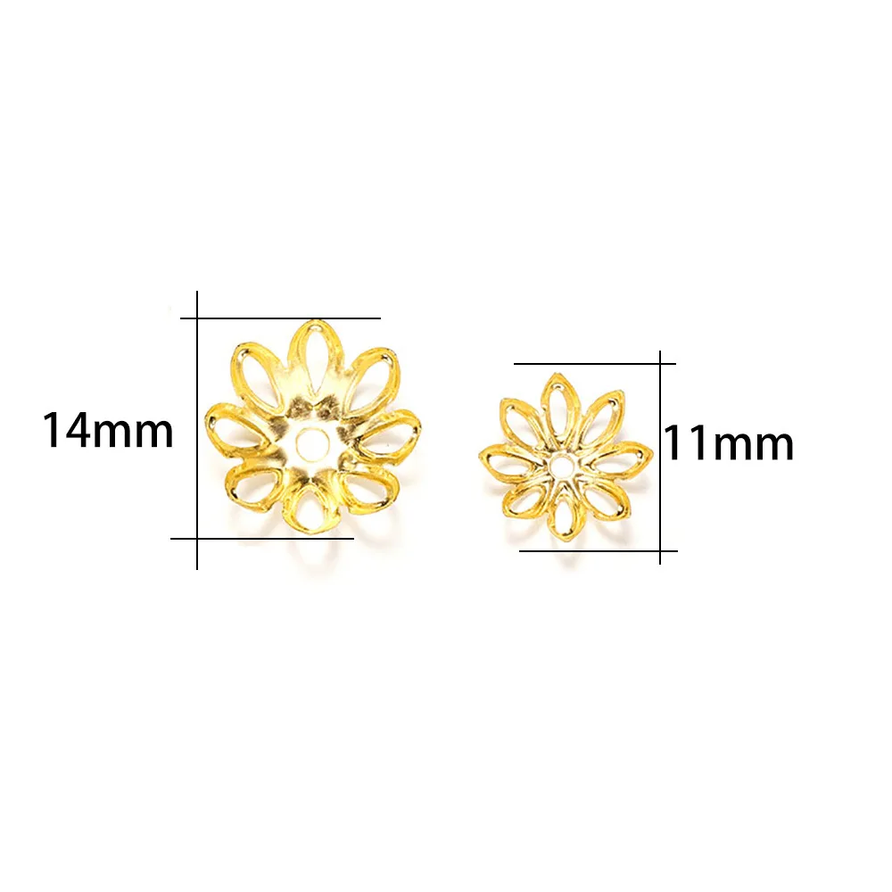 11mm 14mm Pendant Loose Cap Flower Holder 8 Petals Lotus Beads Holder Hollow Flower Spacer Beads for DIY Jewelry Making