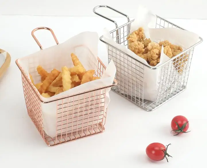 Portable Stainless Steel Chips Mini Frying Basket Strainer Fryer Kitchen Cooking Chef Basket Colander French Fries Basket