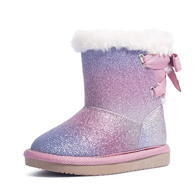 Custom Classic Winter Warm Indoor Outdoor Fluffy Bailey Bow Kids Boots Winter 2021