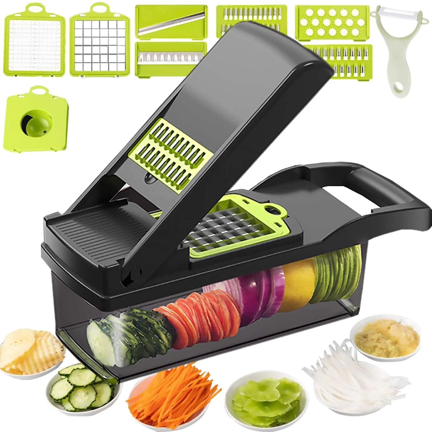 12 in 1 Onion Veggie Slicer Chopper Spiralizer Fruit Slicer Cutter Cooking Tools Vegetable Cutter Chopper